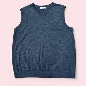 Turnbury Extra Fine Merino Wool Sweater Vest XL Grey V Neck Pullover Preppy Golf